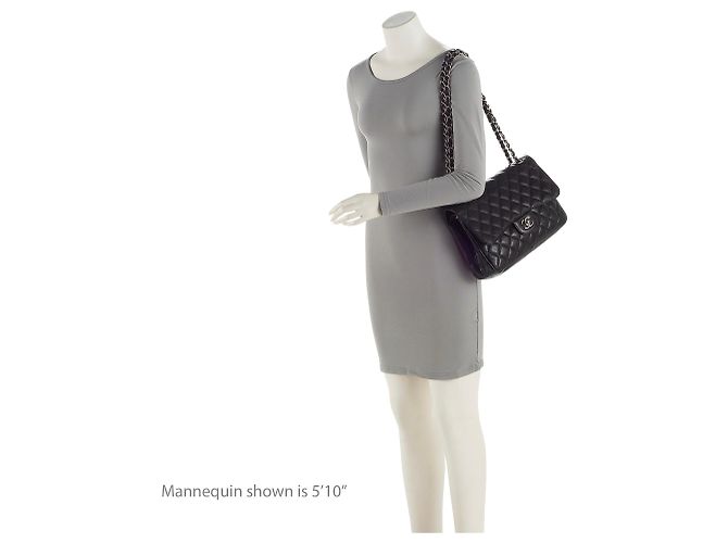 Gabrielle Borsa Jumbo Double Flap Classica in Pelle Caviar di Chanel Nero - vista 5