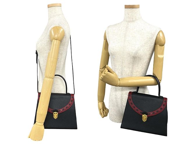 Borsa 2way in pelle con cutout Yves Saint Laurent Nero Rosso - vista 3