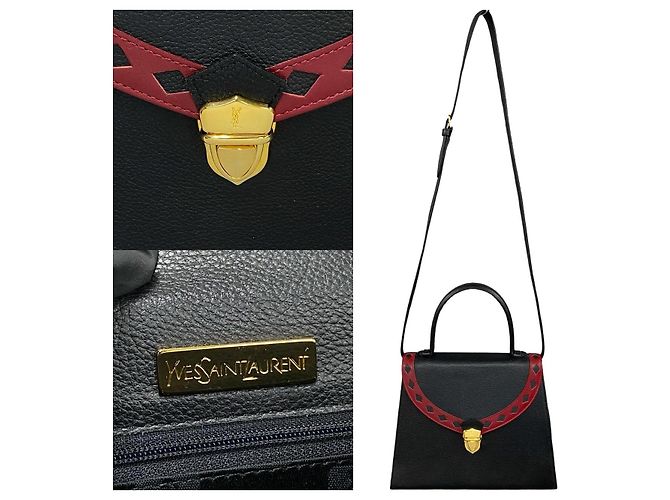 Borsa 2way in pelle con cutout Yves Saint Laurent Nero Rosso - vista 4