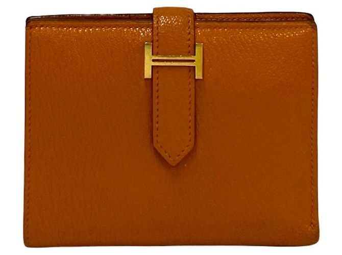 Cartera Hermès Béarn en cabra Naranja - vista 2