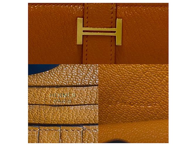 Cartera Hermès Béarn en cabra Naranja - vista 3