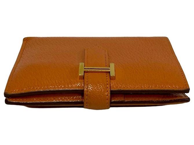 Cartera Hermès Béarn en cabra Naranja - vista 5
