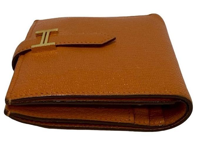 Cartera Hermès Béarn en cabra Naranja - vista 6