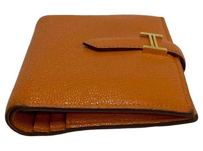 Cartera Hermès Béarn en cabra Naranja - vista 7