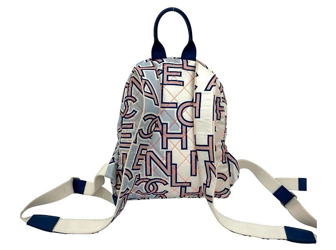Timeless Mini zaino in pelle e cotone con logo Coco Mark di Chanel Rosa Bianco Blu - vista 4