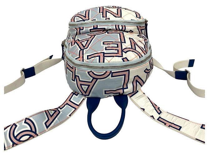 Timeless Mini zaino in pelle e cotone con logo Coco Mark di Chanel Rosa Bianco Blu - vista 5