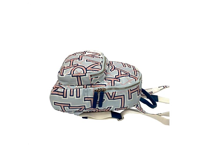 Timeless Mini zaino in pelle e cotone con logo Coco Mark di Chanel Rosa Bianco Blu - vista 7