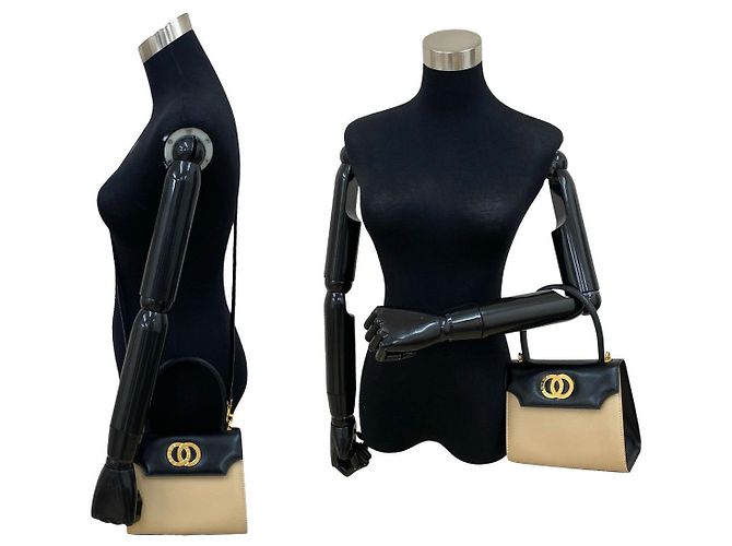 Céline Borsa a 2 modi in pelle di vitello CELINE Borsa a tracolla Nero Beige - vista 3