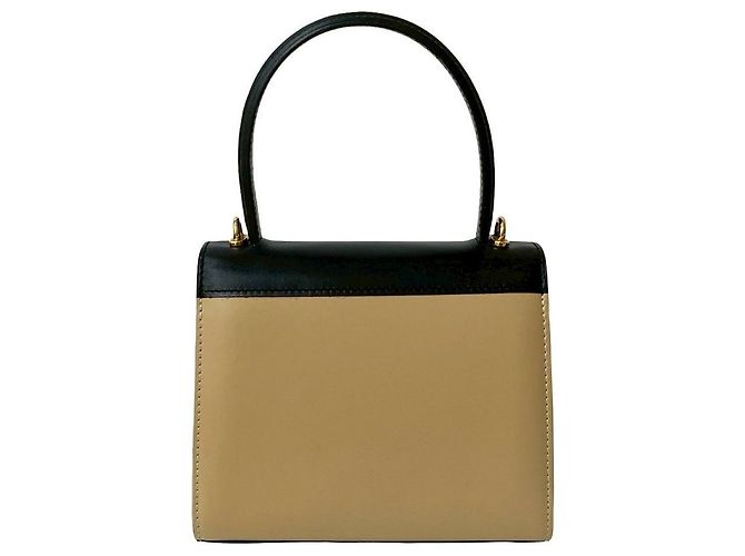 Céline Borsa a 2 modi in pelle di vitello CELINE Borsa a tracolla Nero Beige - vista 4