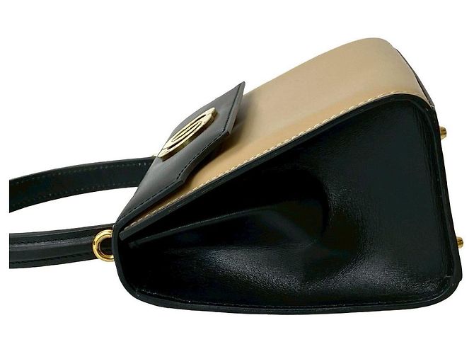 Céline Borsa a 2 modi in pelle di vitello CELINE Borsa a tracolla Nero Beige - vista 6
