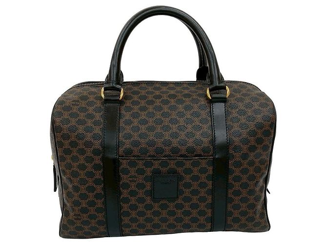 Céline Celine Macadam Triomphe Lederhandtasche Braun Schwarz - Ansicht 2