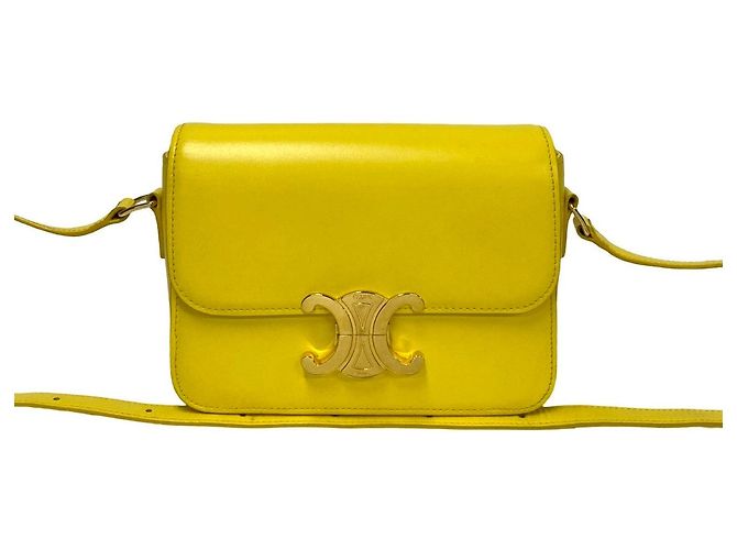 Céline Borsa a spalla in pelle di vitello Teen Triomphe di CELINE Giallo - vista 2
