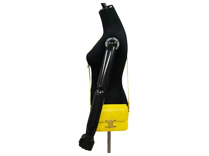 Céline Borsa a spalla in pelle di vitello Teen Triomphe di CELINE Giallo - vista 3