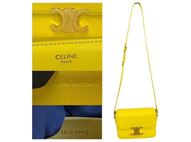 Céline Borsa a spalla in pelle di vitello Teen Triomphe di CELINE Giallo - vista 4