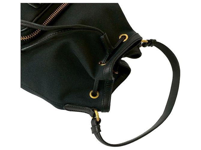 Borsa 2 in 1 in tela e pelle Prada Duet Nero - vista 5