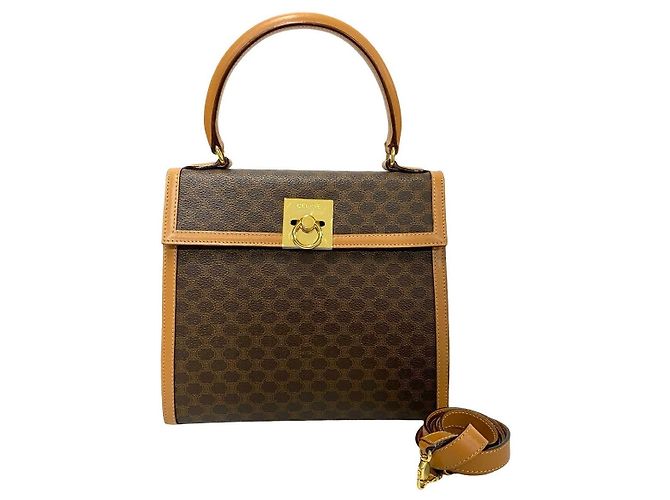 Céline Celine Macadam Triomphe leather PVC 2way bag Brown Beige - view 2