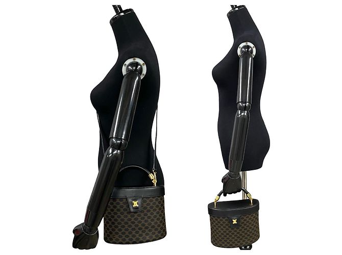 Céline Borsa a tracolla 2way Celine Macadam Triomphe PVC Leather Marrone Nero - vista 3