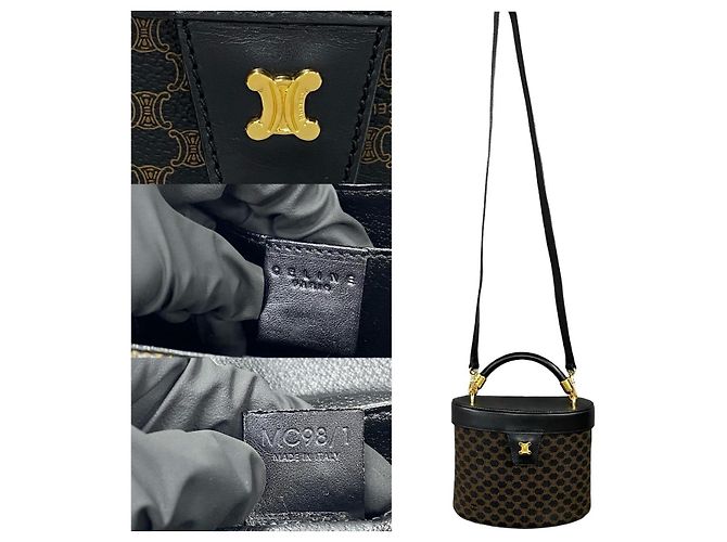 Céline Borsa a tracolla 2way Celine Macadam Triomphe PVC Leather Marrone Nero - vista 4