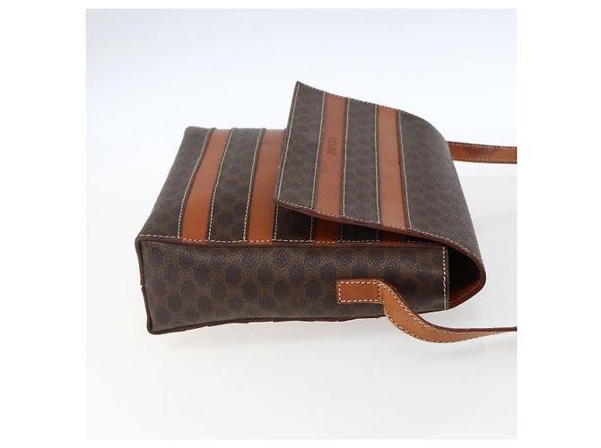 Céline Celine Vintage Macadam Canvas and Leather Marrone - vista 4