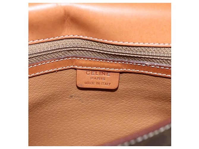 Céline Celine Vintage Macadam Canvas and Leather Marrone - vista 6