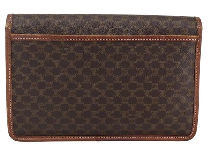 Céline Celine Circle Logo Macadam Canvas and Leather Marrone - vista 2