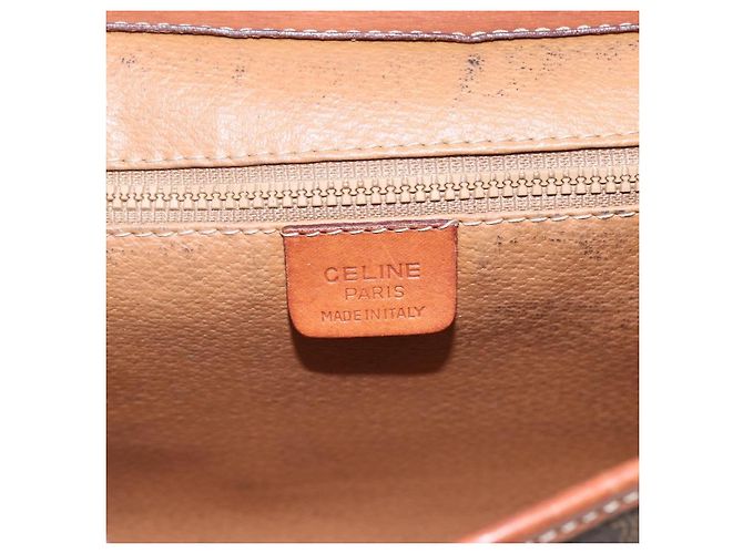 Céline Celine Circle Logo Macadam Canvas and Leather Marrone - vista 6