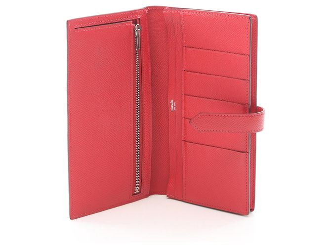 Hermès Bearn Soufflet Bi-Fold Langbörse Rot - Ansicht 3