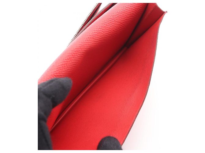 Hermès Bearn Soufflet Bi-Fold Langbörse Rot - Ansicht 9
