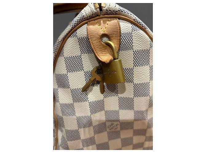 Borsa Louis Vuitton Speedy 35 Damier Azur in tela Damier ebene - vista 12