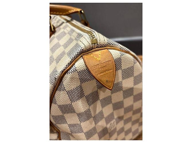 Borsa Louis Vuitton Speedy 35 Damier Azur in tela Damier ebene - vista 3