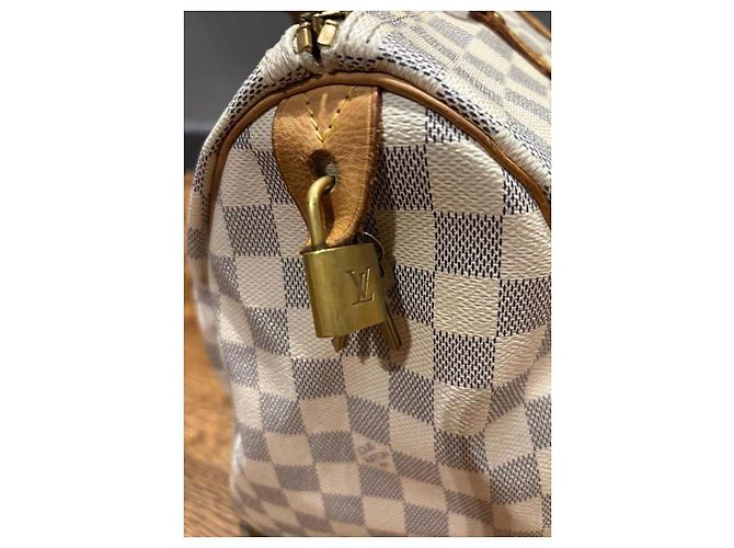Borsa Louis Vuitton Speedy 35 Damier Azur in tela Damier ebene - vista 7