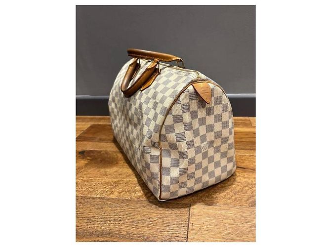 Borsa Louis Vuitton Speedy 35 Damier Azur in tela Damier ebene - vista 8