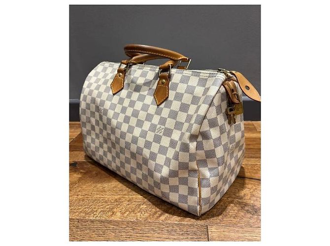 Borsa Louis Vuitton Speedy 35 Damier Azur in tela Damier ebene - vista 9