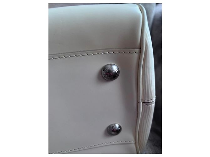 Borsa in pelle Louis Vuitton Montaigne PM Bowling Bianco - vista 11