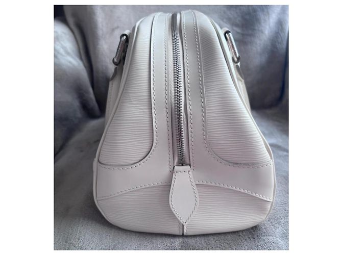 Borsa in pelle Louis Vuitton Montaigne PM Bowling Bianco - vista 6