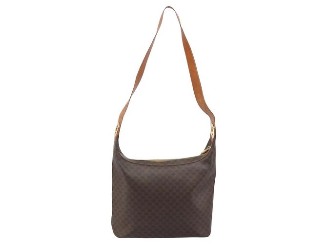 Céline Celine Vintage Macadam Canvas and Leather Marrone - vista 2