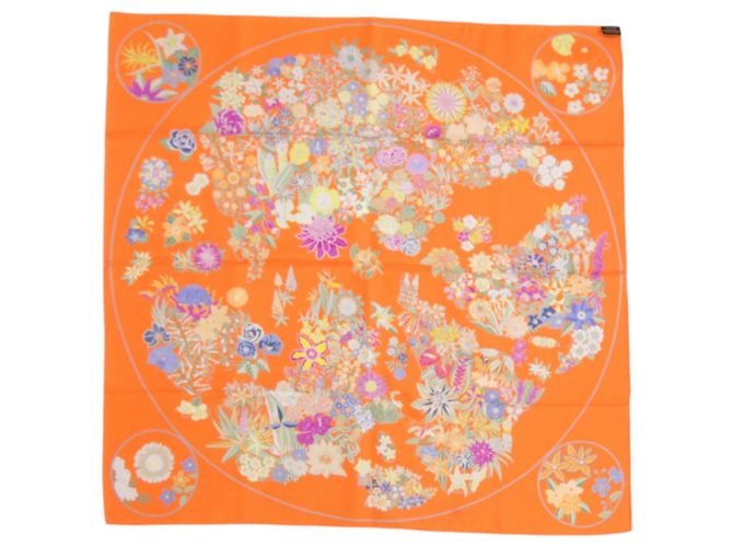 Silk In Bufanda de seda Carré 90 Planifleurs de Hermès Naranja - vista 2