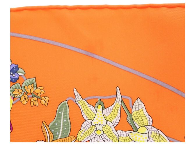 Silk In Bufanda de seda Carré 90 Planifleurs de Hermès Naranja - vista 4