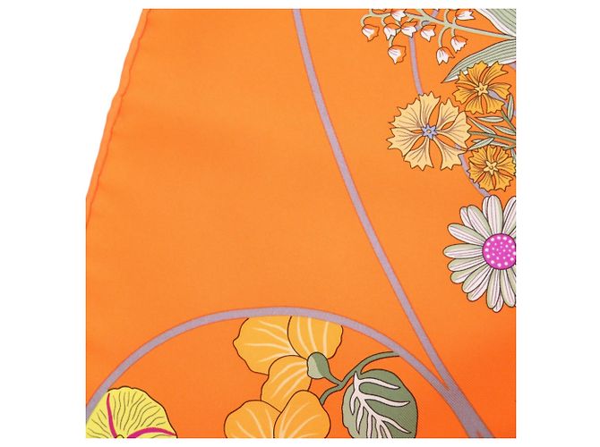 Silk In Bufanda de seda Carré 90 Planifleurs de Hermès Naranja - vista 5
