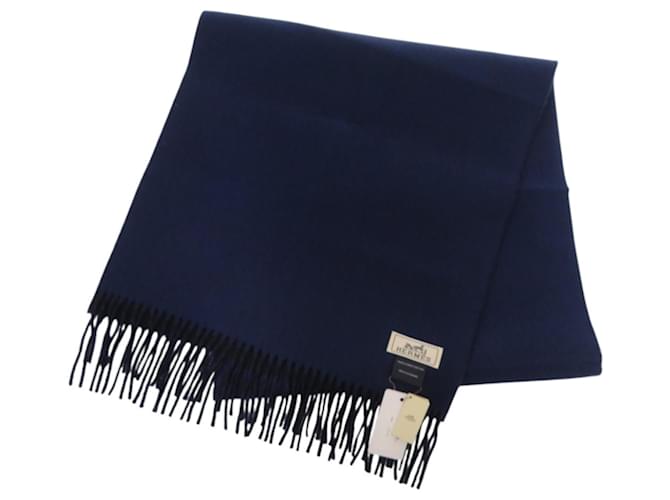 Sciarpa in cashmere blu navy Hermès - vista 4