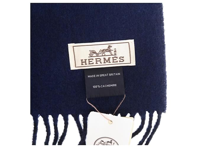 Sciarpa in cashmere blu navy Hermès - vista 6