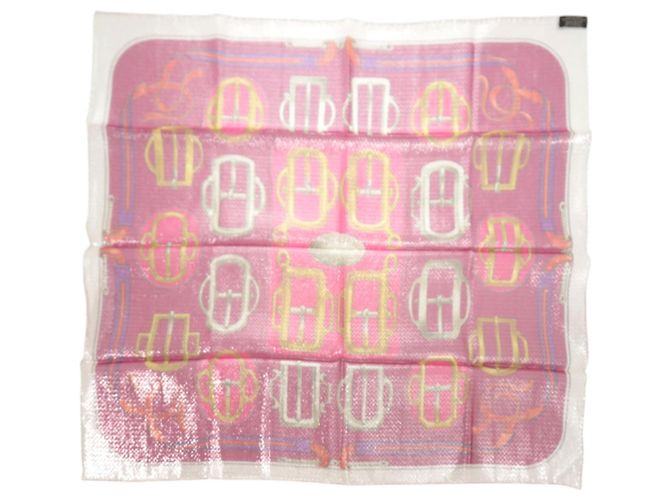 Lenço Hermès Carré 70 BOVCLERIE D'ATTELAGE Rosa Branco Amarelo - vista 2