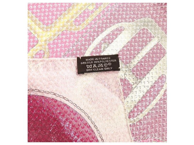 Lenço Hermès Carré 70 BOVCLERIE D'ATTELAGE Rosa Branco Amarelo - vista 3