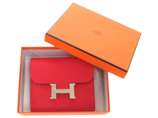 Hermès Constance Compact Epsom Leder Rot Bi-Fold Geldbörse - Ansicht 2