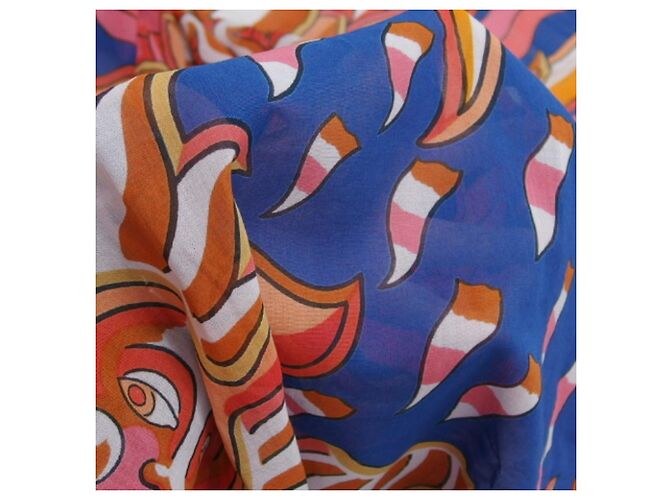Sciarpa Pareo Muffler Grande Gloria Soli di Hermès Blu Multicolore Arancione - vista 7