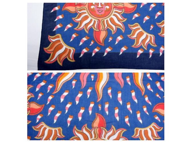 Sciarpa Pareo Muffler Grande Gloria Soli di Hermès Blu Multicolore Arancione - vista 8