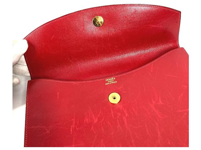 Hermès Hermes H Logo Vintage Pochette Rio Clutch Bag Red - Ansicht 10