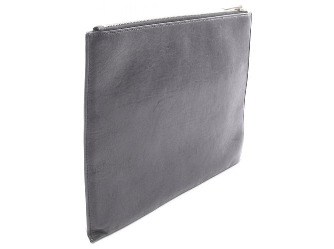Clutch in pelle nera e argento Yves Saint Laurent Nero - vista 2