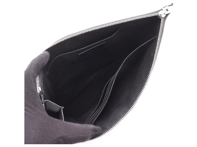 Clutch in pelle nera e argento Yves Saint Laurent Nero - vista 3