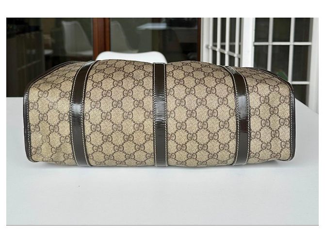 Borsa Gucci Jackie in tela monogram beige e pelle marrone - vista 10